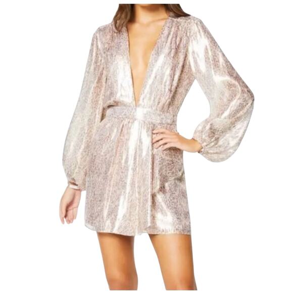 Ramy Brook New York Amalia Plunging Metallic and Silk Cocktail Dress Size 00 - Picture 1 of 15